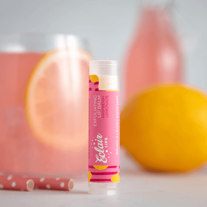 Raspberry Lemonade exfoliating lip balm with lemon & drink
