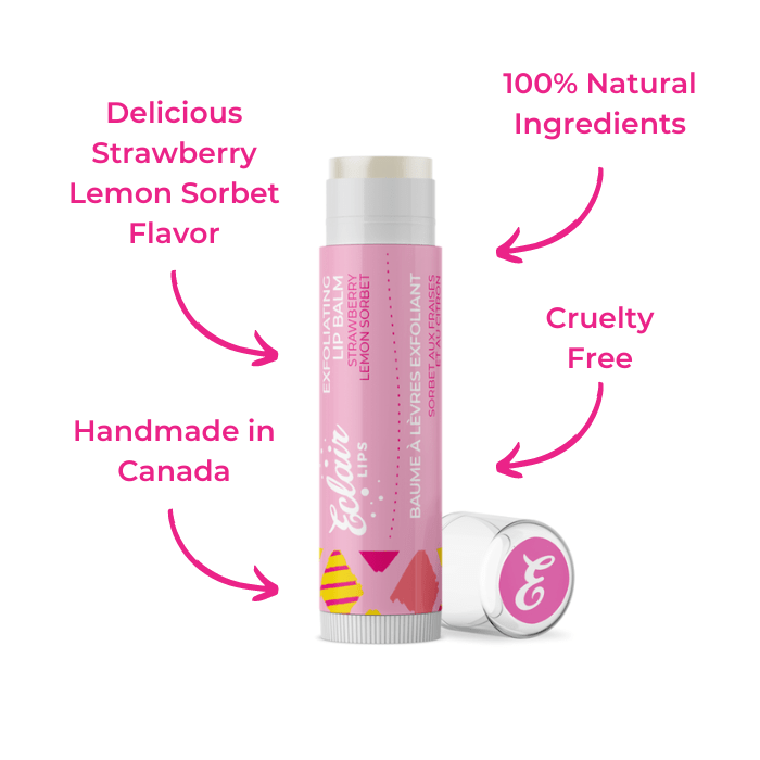 Eclair Lips Strawberry Lemon Sorbet Lip Balm - 100% Natural & Cruelty Free