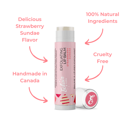 Eclair Strawberry Sundae Lip Balm - Exfoliating, 100% Natural, Cruelty-Free