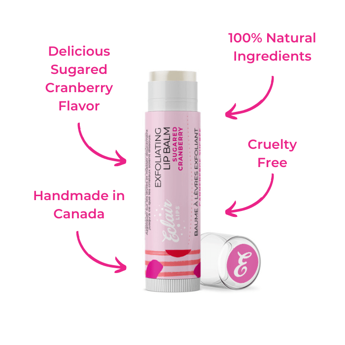 Eclair Sugared Cranberry Exfoliating Lip Balm - 100% Natural & Cruelty-Free