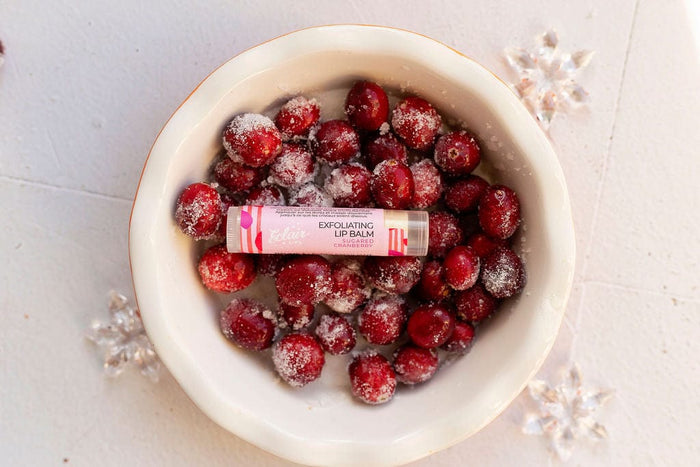 Sugared cranberries with exfoliating lip balm, petitejoyphotography