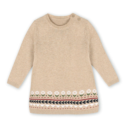 Fair Isle Baby Girl Sweater Knit Dress (Organic Cotton)