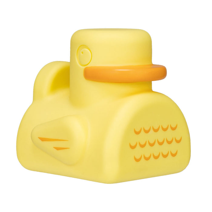 A charming yellow Farm Animal Bath Toy, shaped like a submarine with orange detailing on the beak, side, and body. Perfect for stacking with other stackable bath toys, this playful design adds extra fun to baby bath time.