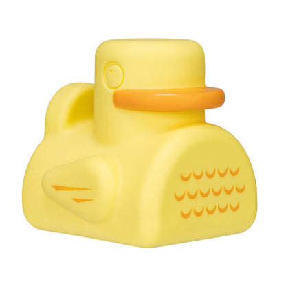A charming yellow Farm Animal Bath Toy, shaped like a submarine with orange detailing on the beak, side, and body. Perfect for stacking with other stackable bath toys, this playful design adds extra fun to baby bath time.