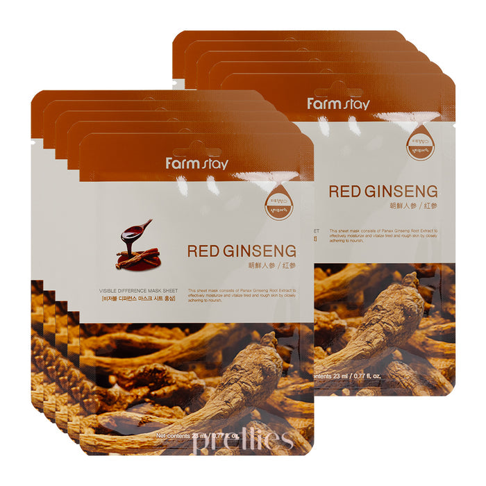 Farmstay Visible Difference Red Ginseng Mask Pack (1 Sheet x 10pcs) (804121J)