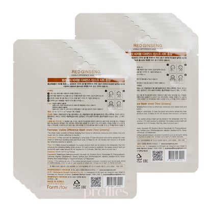 Farmstay Visible Difference Red Ginseng Mask Pack (1 Sheet x 10pcs) (804121J)