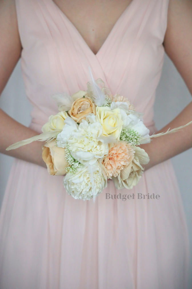 Faux Wedding Bouquet in Beige and Champagne - $58.50 | Remi Collection