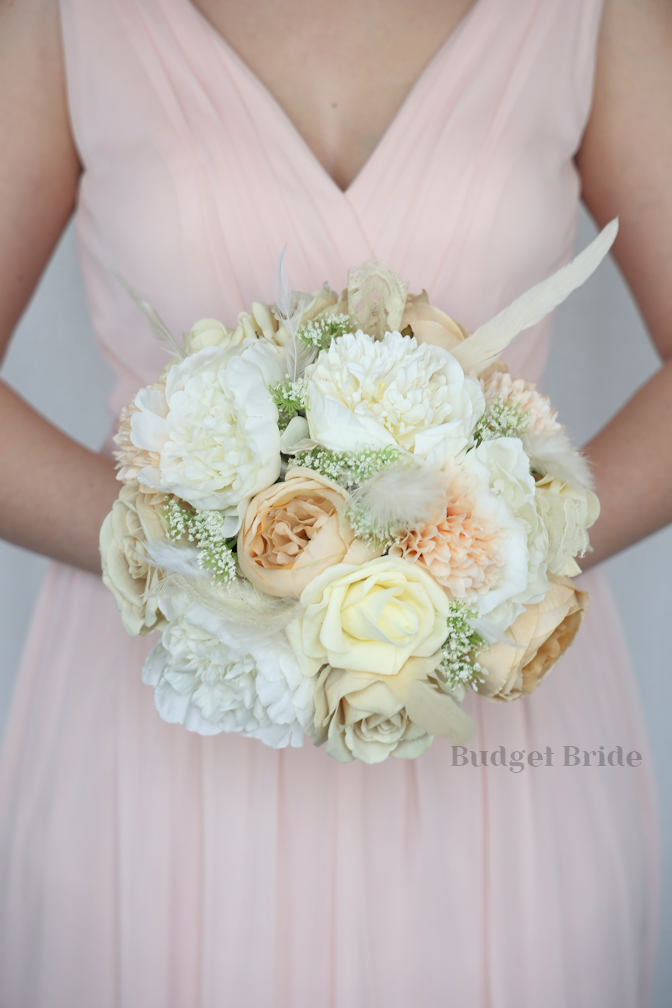Faux Wedding Bouquet in Beige and Champagne - $58.50 | Remi Collection
