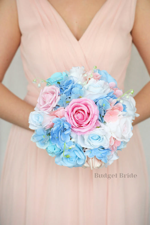 Faux Wedding Bouquet in Pink and Blue - $115.00 | Candy Pink Collection