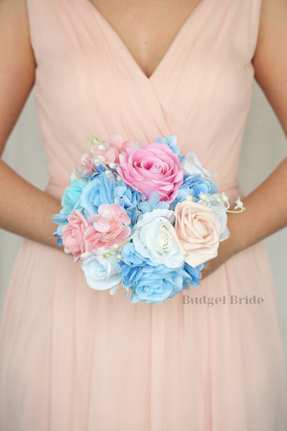 Faux Wedding Bouquet in Pink and Blue - $115.00 | Candy Pink Collection