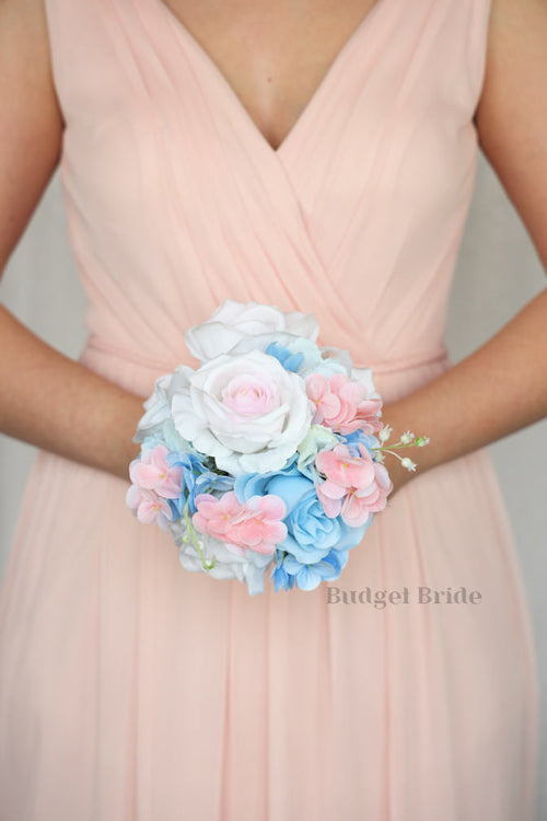 Faux Wedding Bouquet in Pink and Blue - $39.50 | Candy Pink Collection
