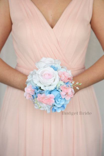 Faux Wedding Bouquet in Pink and Blue - $39.50 | Candy Pink Collection