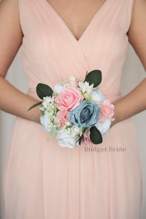 Faux Wedding Bouquet in Pink and Blue - $45.00 | Enoch Collection