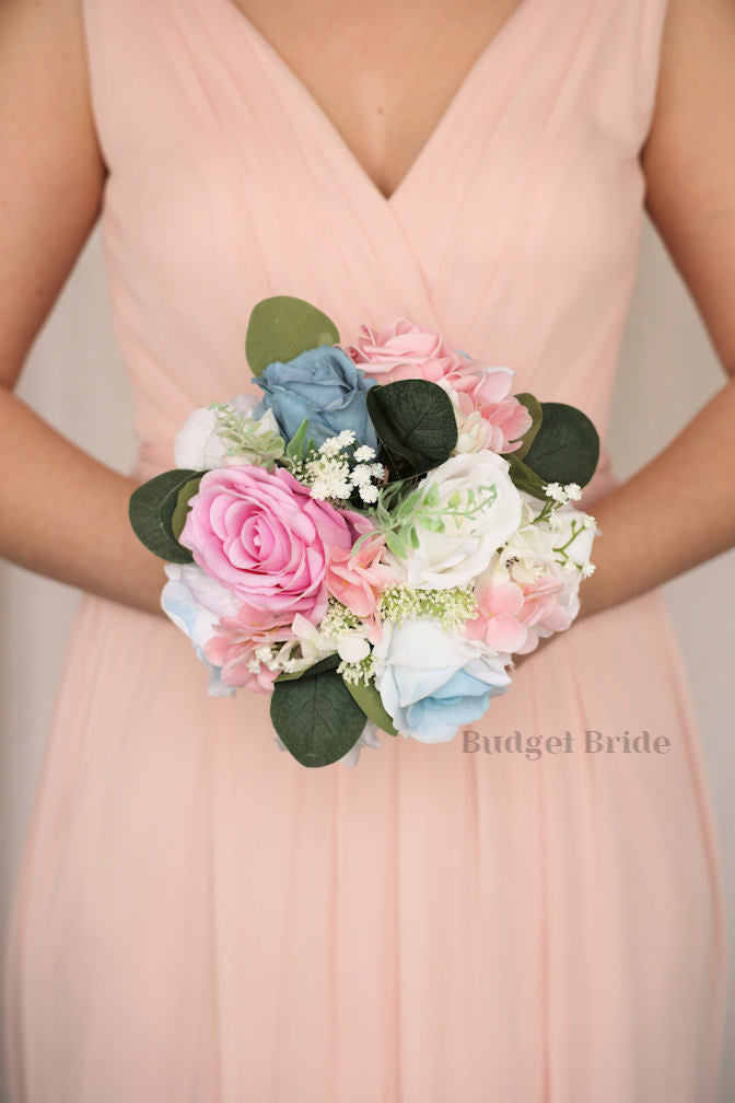 Faux Wedding Bouquet in Pink and Blue - $45.00 | Enoch Collection