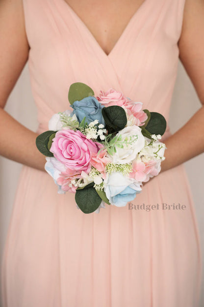 Faux Wedding Bouquet in Pink and Blue - $65.00 | Enoch Collection