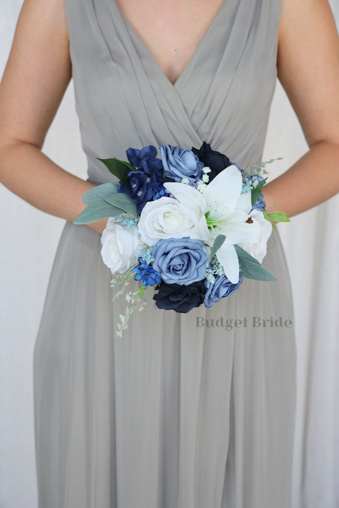 Faux Wedding Bouquet in Steel Blue - $58.50 | Lings Collection