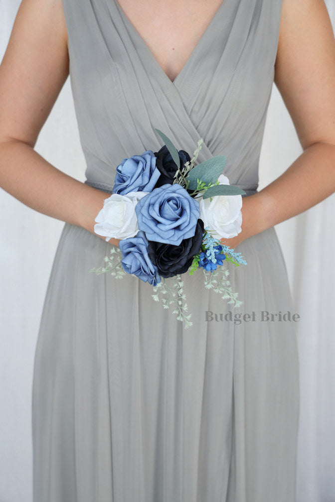 Faux Wedding Bouquet in Steel Blue - $58.50 | Lings Collection