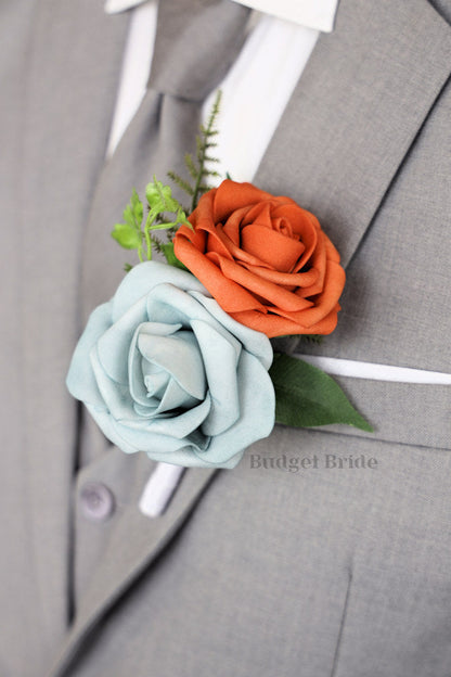 Faux Wedding Bouquet in Terracotta and Blue - $39.50 | Basalt Collection