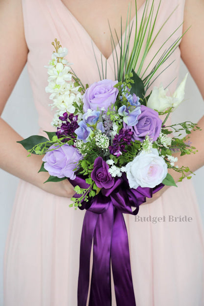 Faux Wedding Bouquet with Purple Wildflowers  - $58.50 | Violet Collection