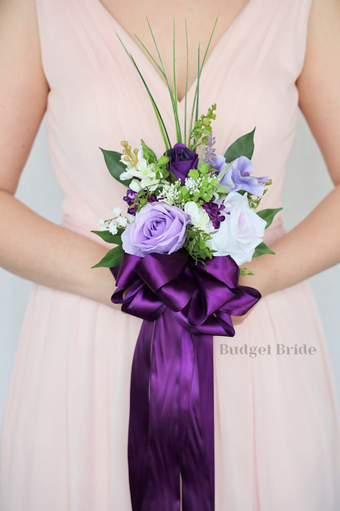 Faux Wedding Bouquet with Purple Wildflowers  - $58.50 | Violet Collection