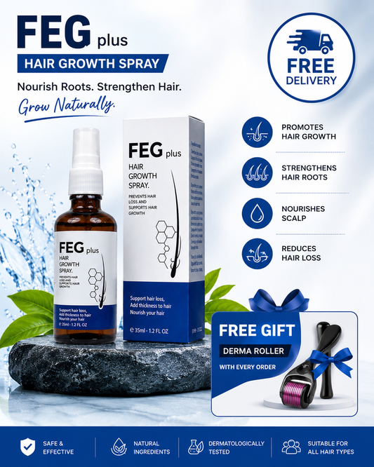 FEG Hair Growth Spray (50ml) — Free Derma Roller + Free Delivery