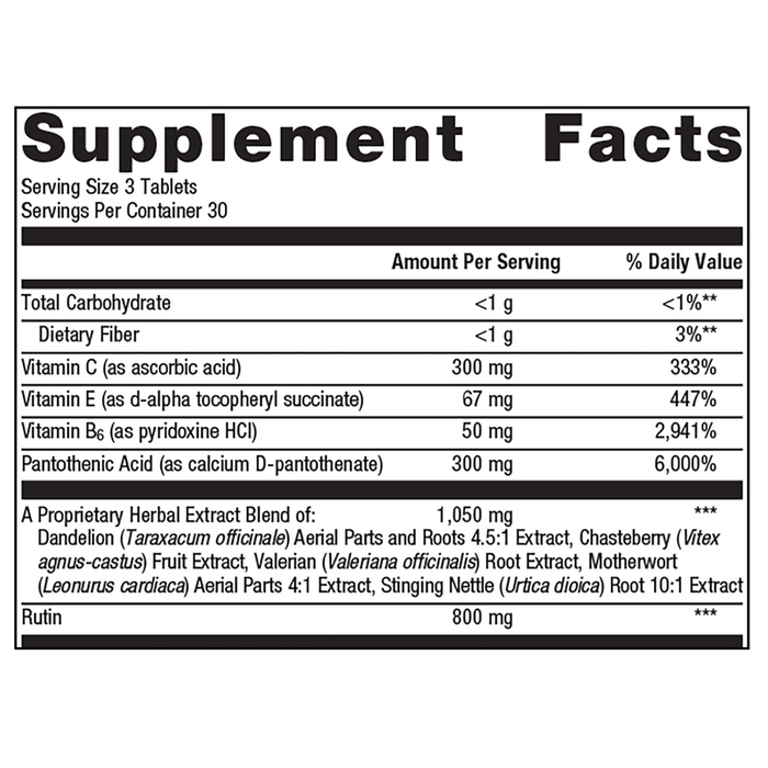 Fem EstroPlex by Metagenics Ingredients Label