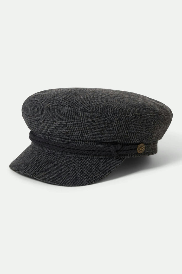 Unisex Fiddler Fisherman Cap in the color Grey Shadow Plaid - Front Product View