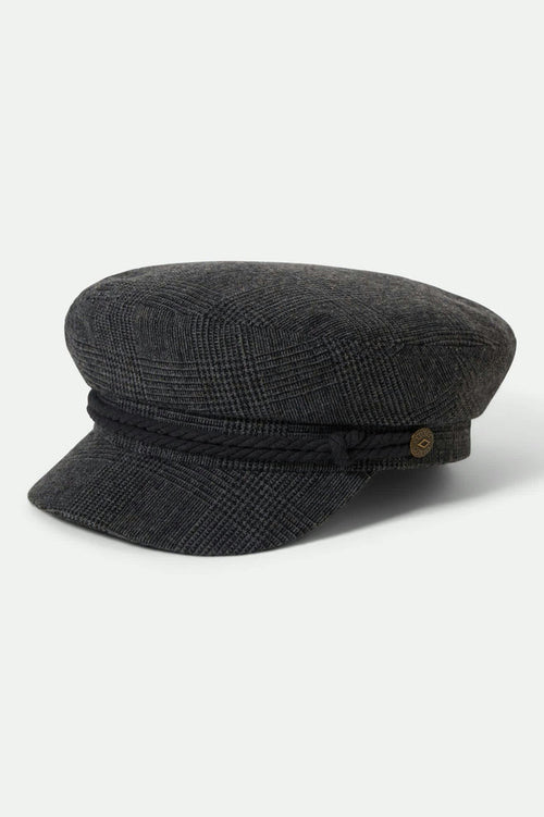 Unisex Fiddler Fisherman Cap in the color Grey Shadow Plaid - Front Product View