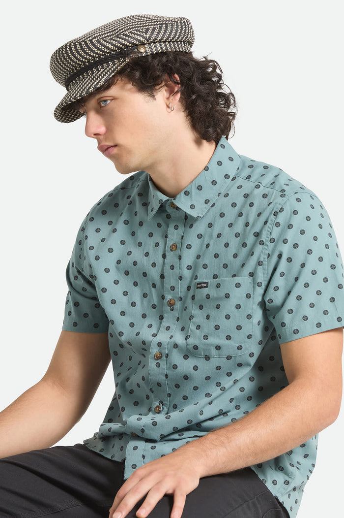 Unisex Fiddler Lightweight Fisherman Cap in the color Black/Natural Straw - Men's Side View