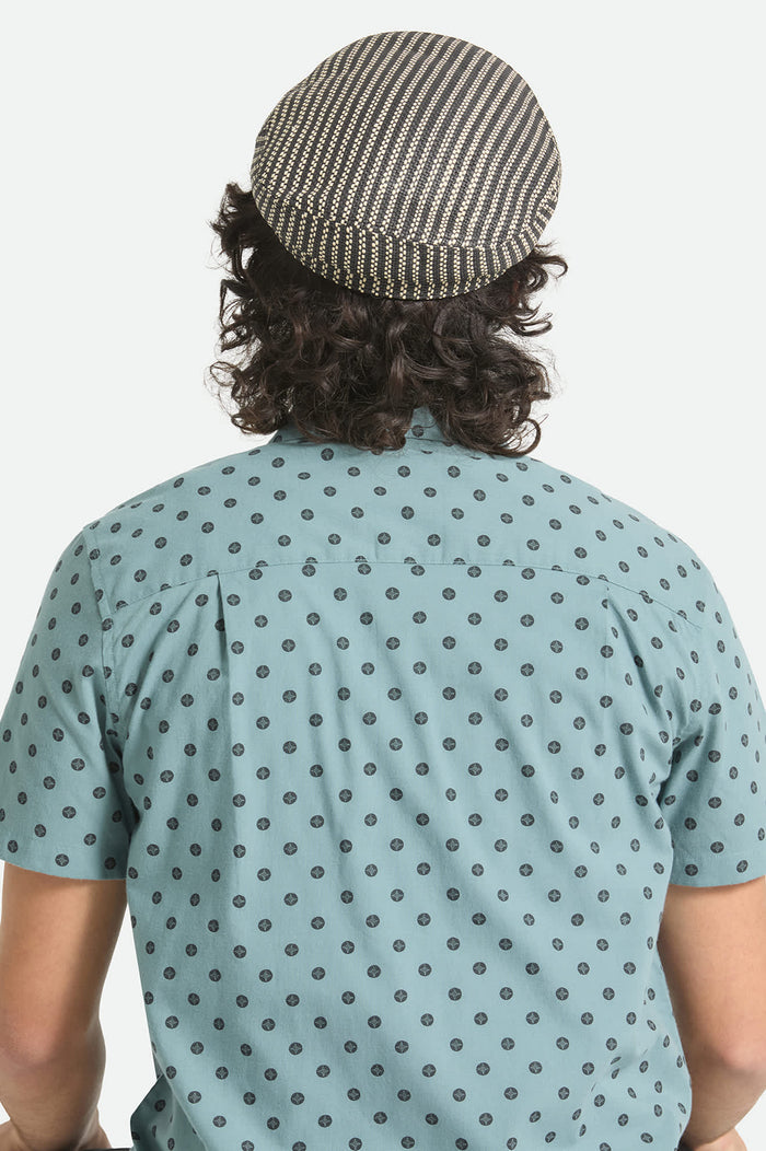 Unisex Fiddler Lightweight Fisherman Cap in the color Black/Natural Straw - Men's Back View