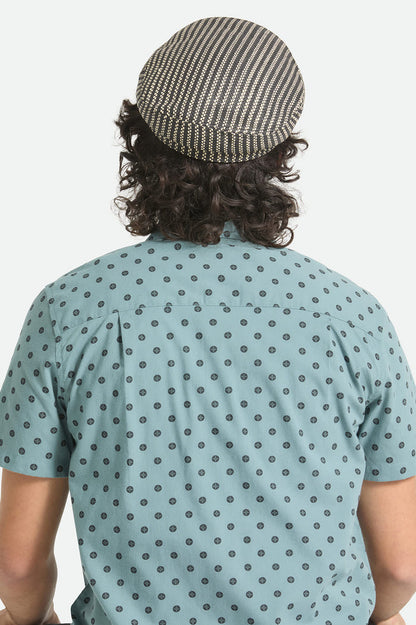 Unisex Fiddler Lightweight Fisherman Cap in the color Black/Natural Straw - Men's Back View