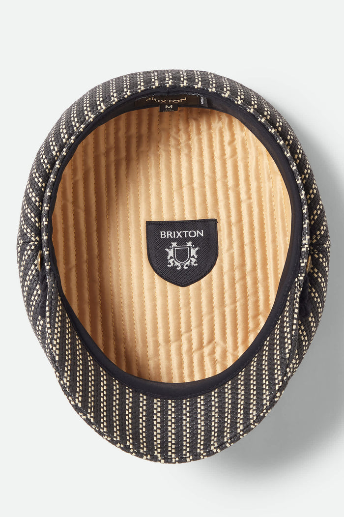 Unisex Fiddler Lightweight Fisherman Cap in the color Black/Natural Straw - Additional Laydown image