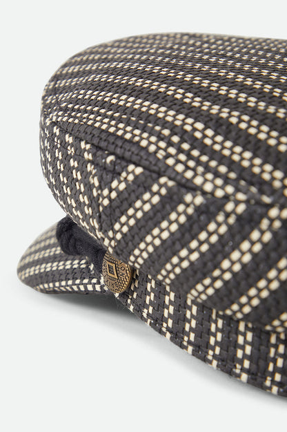 Unisex Fiddler Lightweight Fisherman Cap in the color Black/Natural Straw - Additional Laydown image