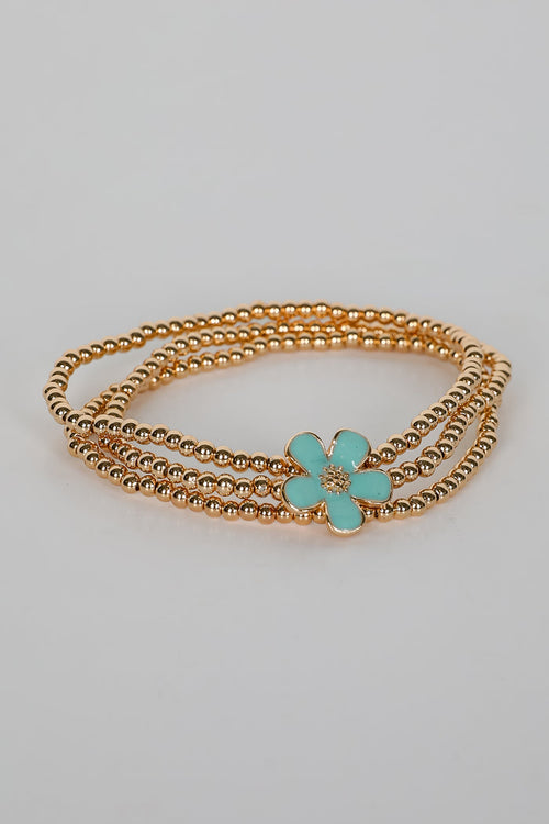 Catherine Beaded Flower Charm Bracelet