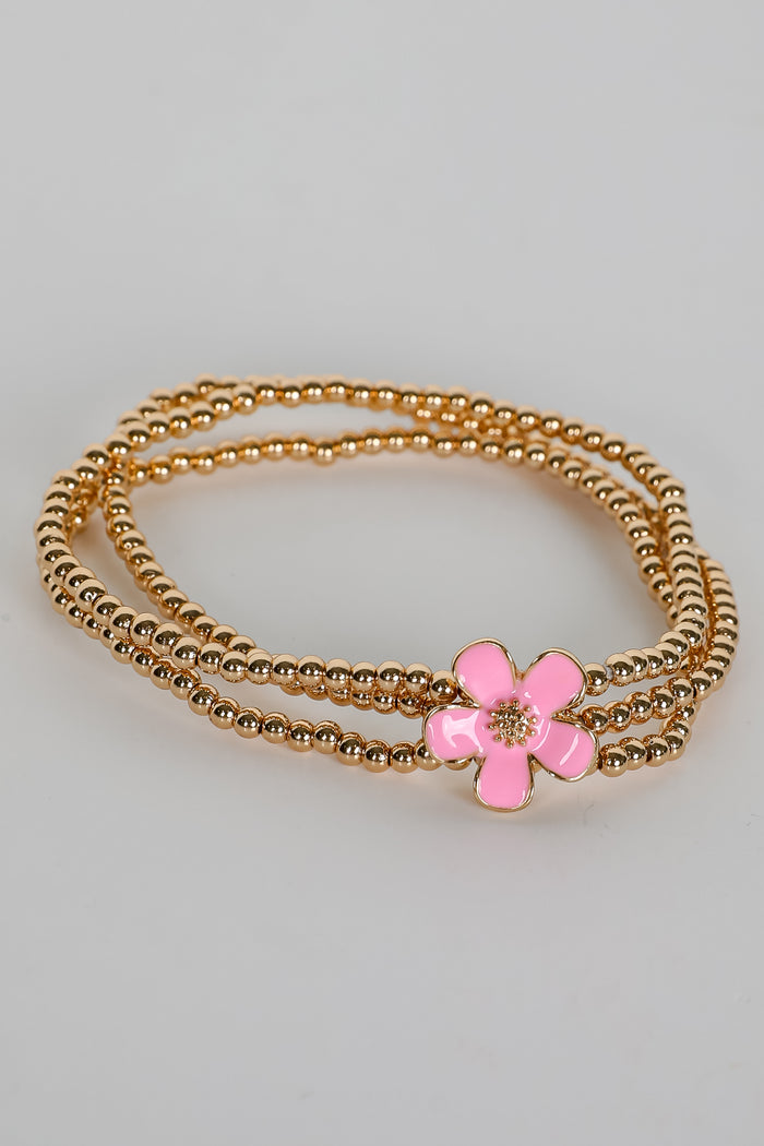 Catherine Beaded Flower Charm Bracelet