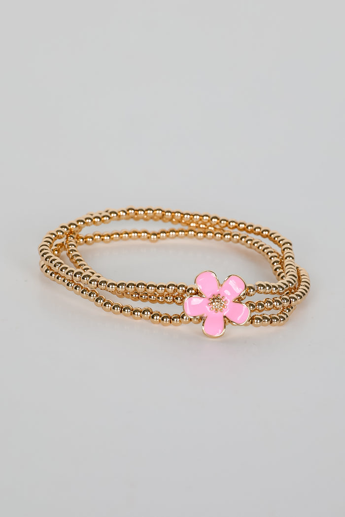Catherine Beaded Flower Charm Bracelet