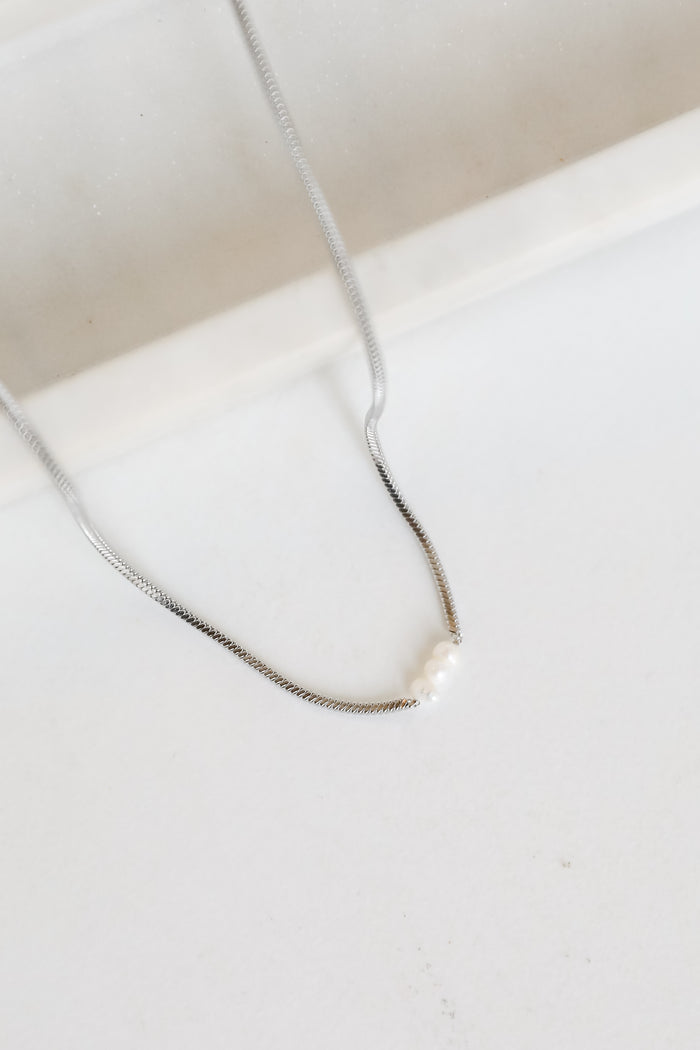 Ellie Silver Pearl Charm Necklace