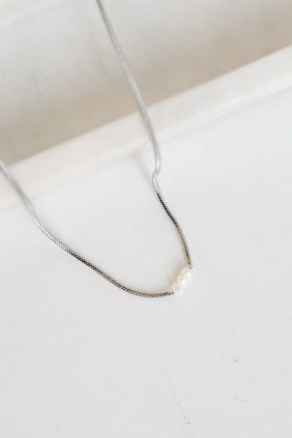 Ellie Silver Pearl Charm Necklace