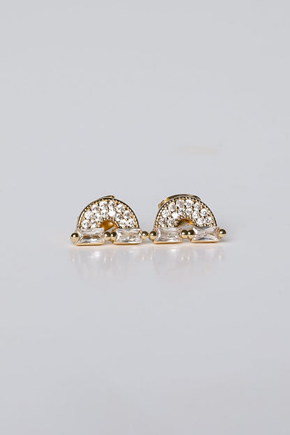 Ivy Gold Rhinestone Rainbow Stud Earrings