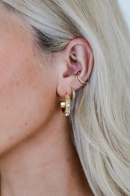 Maria Gold Rhinestone Hoop Earrings