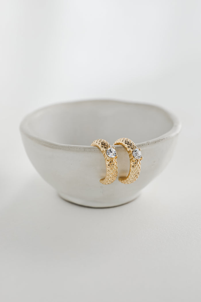 Maria Gold Rhinestone Hoop Earrings
