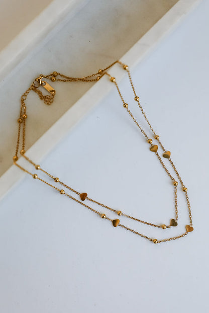 Rosie Gold Heart Charm Layered Necklace