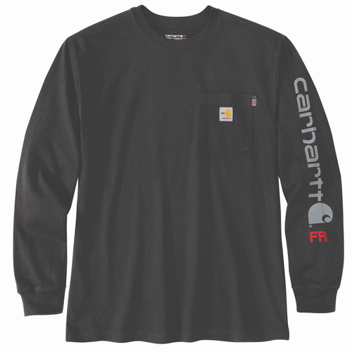Flame Resistant Force Loose Fit Lightweight Long-Sleeve Logo Graphic T-Shirt - BLK-Black | Carhartt 104130
