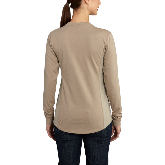 Flame Resistant Force Relaxed Fit Midweight Long-Sleeve Pocket T-Shirt - 250-Khaki | Carhartt 102685