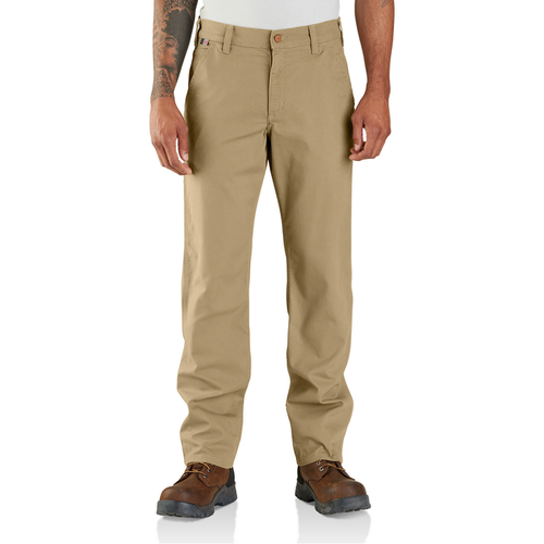 Flame-Resistant Rugged Flex Relaxed Fit Canvas Work Pant - DKH-Dark Khaki | Carhartt 104986