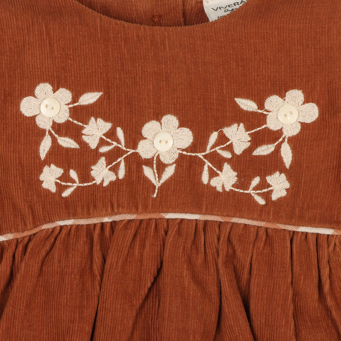 Floral Embroidered Baby Corduroy Romper (Organic)