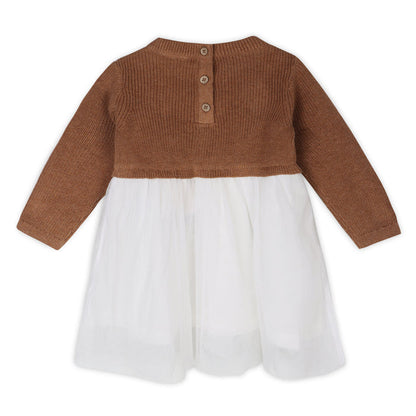 Floral Embroidered Sweater Knit Tutu Baby Dress (Organic Cotton)