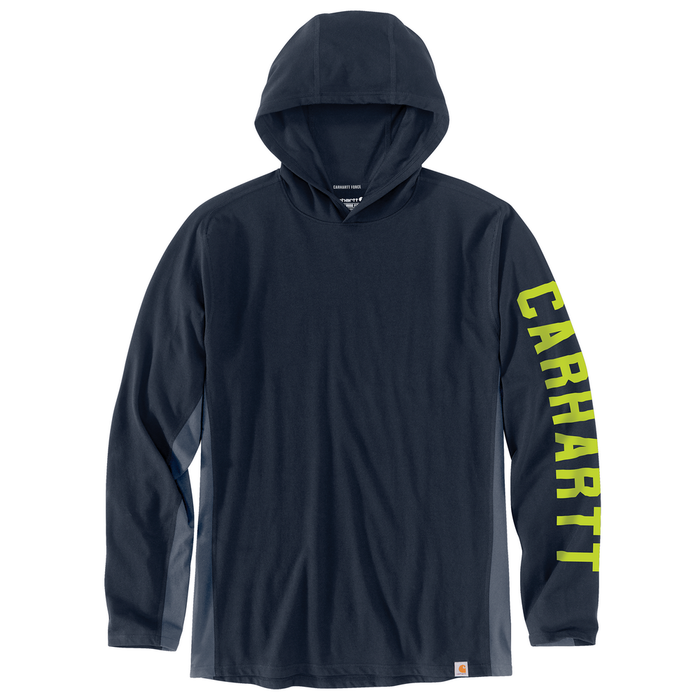 Force Relaxed Fit Midweight Long-Sleeve Logo Graphic Hooded T-Shirt - I26-Navy | Carhartt 106654