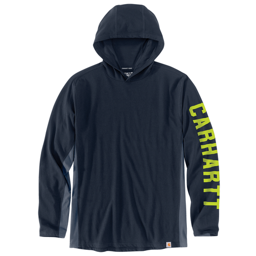 Force Relaxed Fit Midweight Long-Sleeve Logo Graphic Hooded T-Shirt - I26-Navy | Carhartt 106654