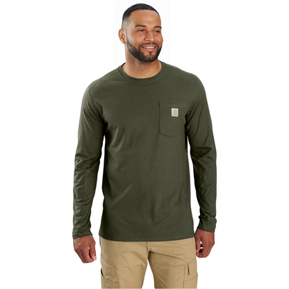 Force Relaxed Fit Midweight Long-Sleeve Pocket T-Shirt - G73-Basil Heather | Carhartt 106656